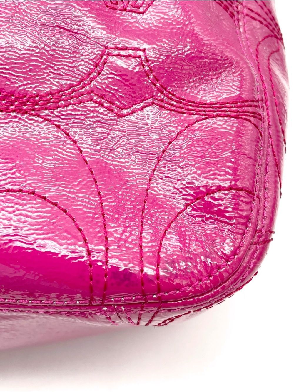 Coach F19282 1941 C Stitch Patent Leather Hobo Shoulder Bag Magenta Pink Purse - Picture 11 of 15